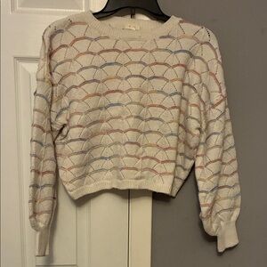 Debut Cream Knit Sweater with Rainbow Detailing